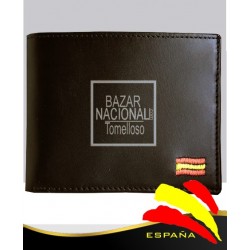 Billetero Marrón Bandera Bordada 