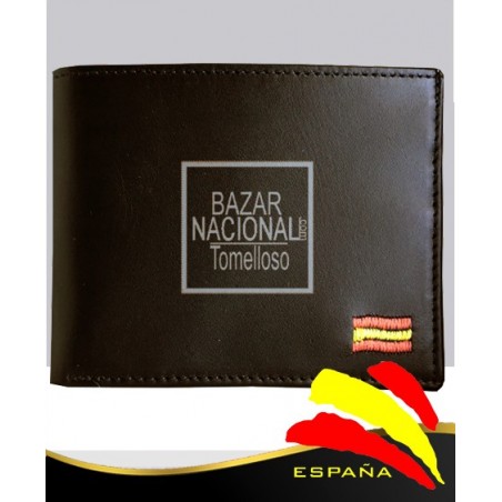 Billetero Marrón Bandera Bordada 