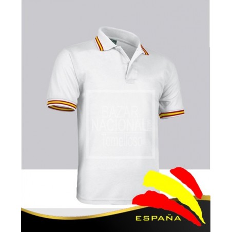 Camiseta Polo Blanca Bandera Cuello y Mangas