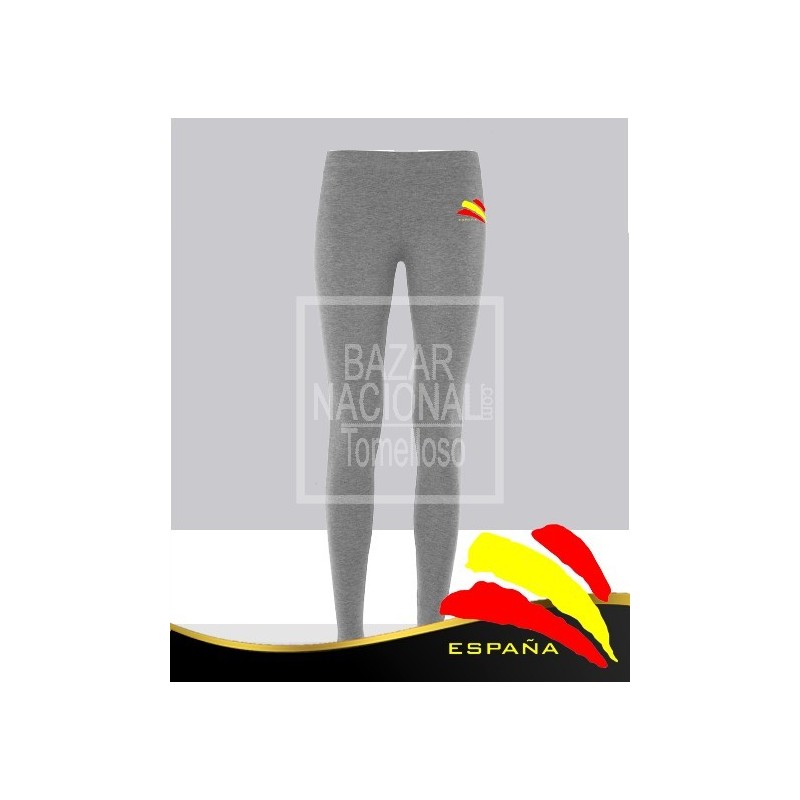Leggins Largos Mujer Gris Bandera