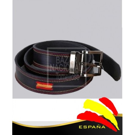 Cinturón Piel Azul Bandera Bordada