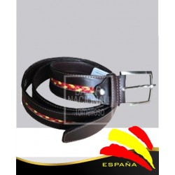 Cinturón Piel Marrón Trenzado Central Bandera España