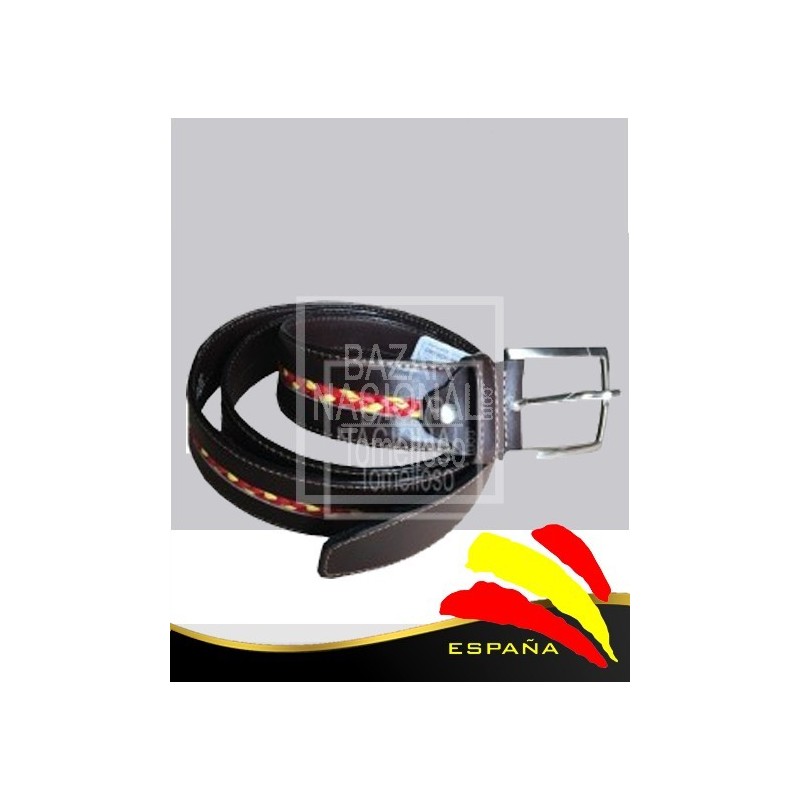 Cinturón Piel Marrón Trenzado Central Bandera España