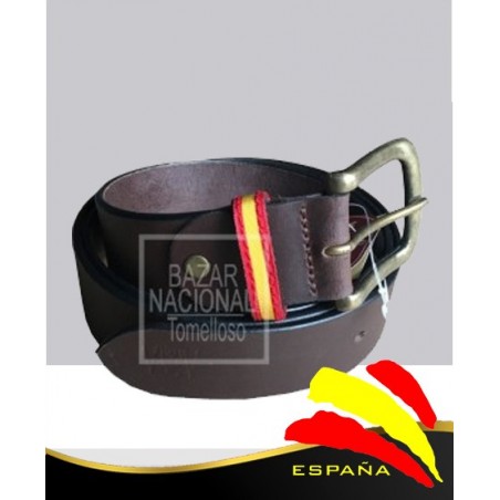 Cinturón Piel Marrón Trabilla Bandera España