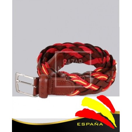 Cinturón Trenzado Marrón Piel Bandera España