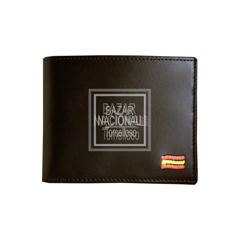 Billetero Marrón Bandera Bordada 
