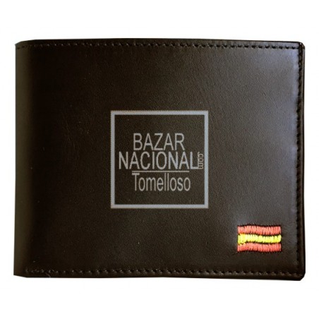 Billetero Marrón Bandera Bordada 