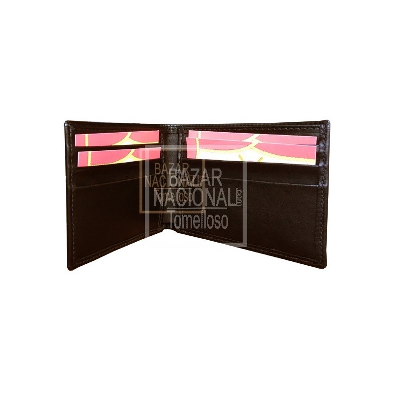 Billetero Marrón Bandera Bordada 