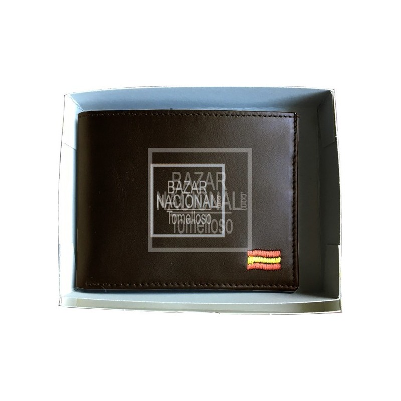 Billetero Marrón Bandera Bordada 