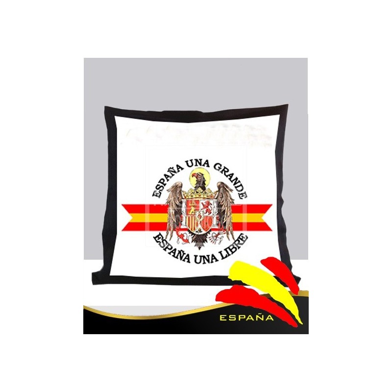 Cojín Negro Águila de San Juan Fondo Bandera 