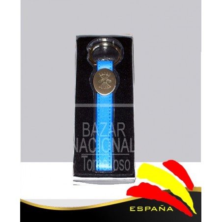 Llavero Piel Cinta Azul Cinco Placa Cinco Flechas
