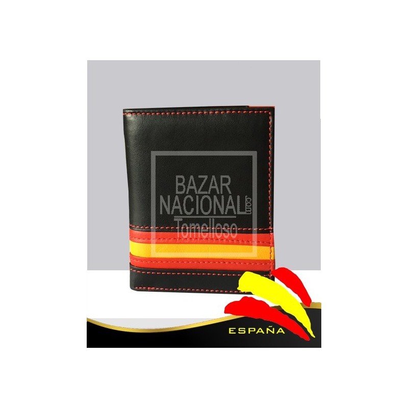 Billetero Piel Negro Bandera Inferior