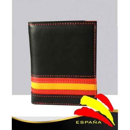 Billetero Piel Negro Bandera Inferior