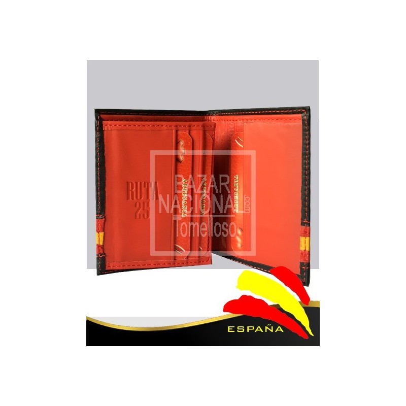 Billetero Piel Negro Bandera Inferior