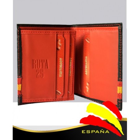 Billetero Piel Negro Bandera Inferior