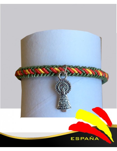 PULSERA HILO VERDE BANDERA VIRGEN PILAR