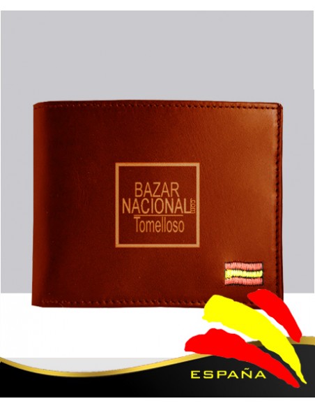 Billetero Marrón Claro Bandera Bordada
