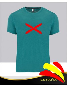 Camiseta Azul Verdoso Cruz Borgoña Central