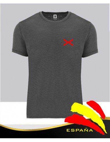 Camiseta Gris Cruz Borgoña Bolsillo