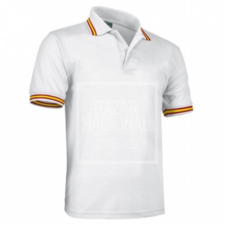 Camiseta Polo Blanca Bandera Cuello y Mangas