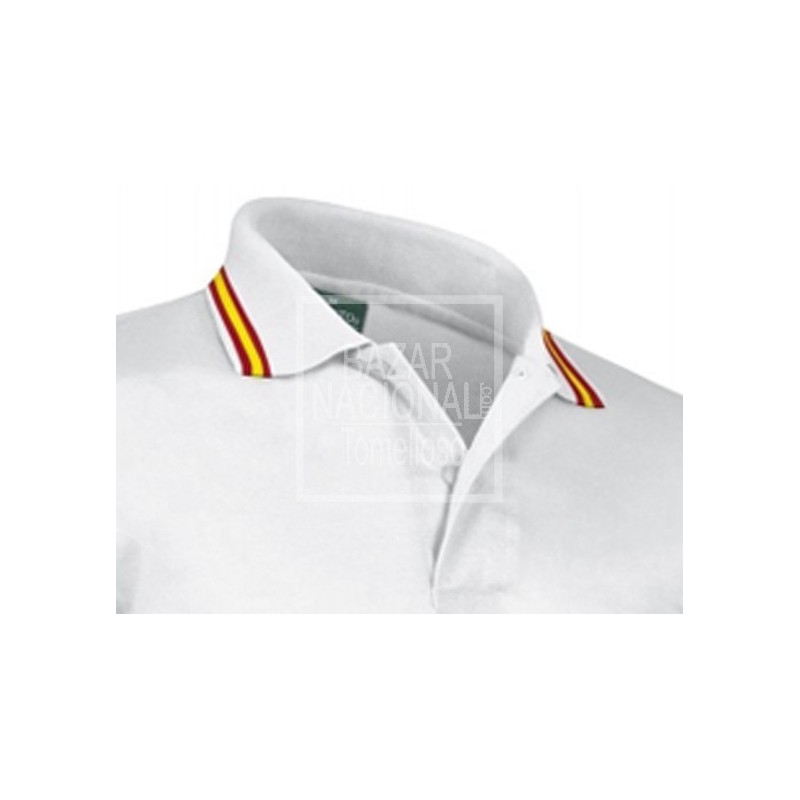 Camiseta Polo Blanca Bandera Cuello y Mangas