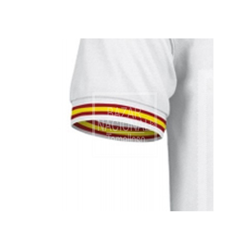 Camiseta Polo Blanca Bandera Cuello y Mangas