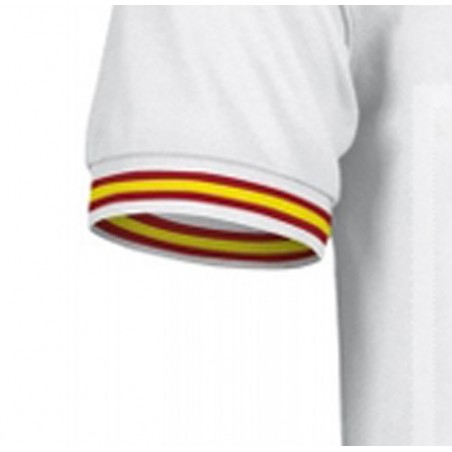 Camiseta Polo Blanca Bandera Cuello y Mangas