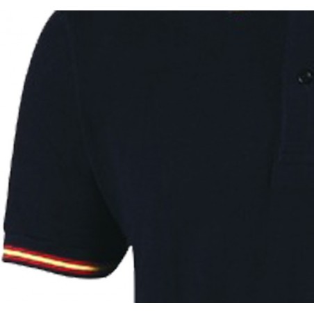 Camiseta Polo Azul Marino Bandera en Cuello y Mangas