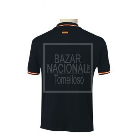 Camiseta Polo Azul Marino Bandera en Cuello y Mangas