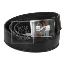 Cinturón Piel Negro Hebilla Grabada España UNA 2