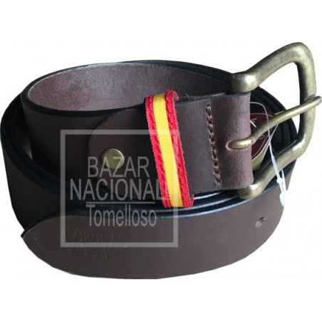 Cinturón Piel Marrón Trabilla Bandera España