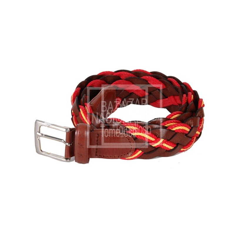Cinturón Trenzado Marrón Piel Bandera España