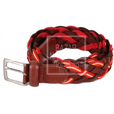 Cinturón Trenzado Marrón Piel Bandera España