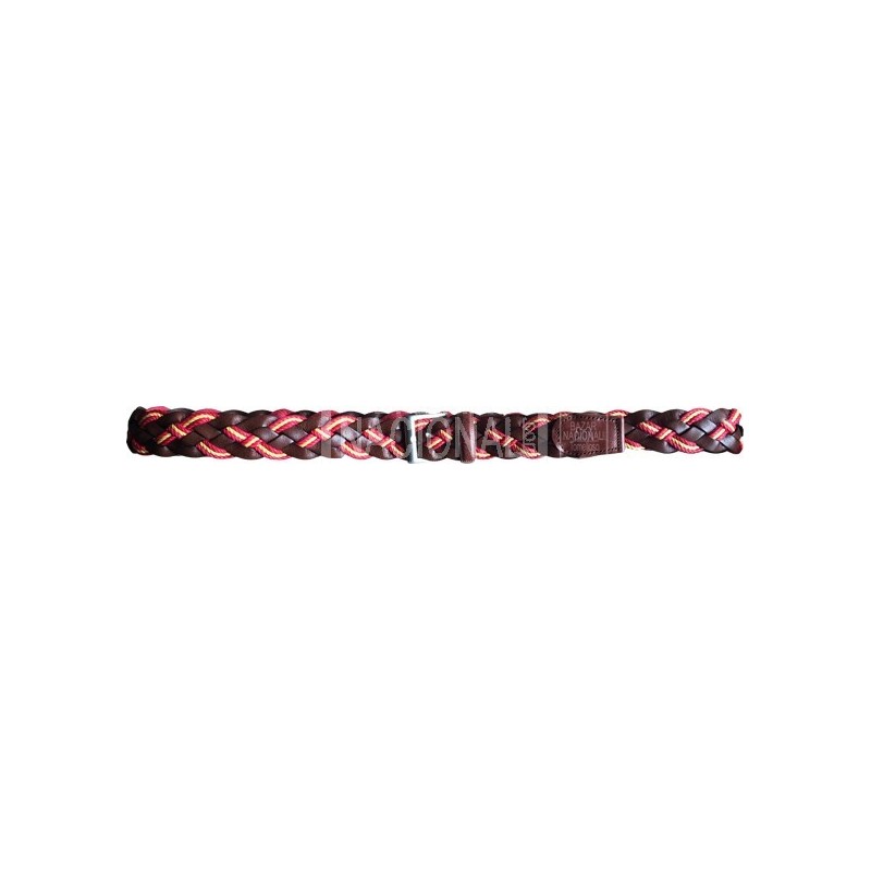 Cinturón Trenzado Marrón Piel Bandera España