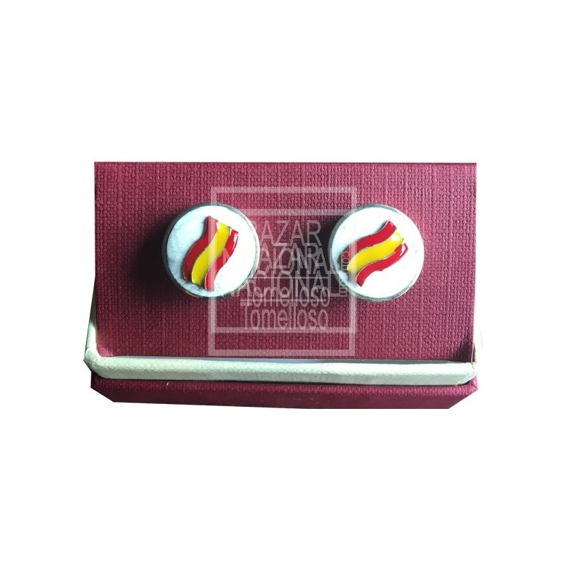 Gemelos Asta de Toro Bandera España Fondo Blanco