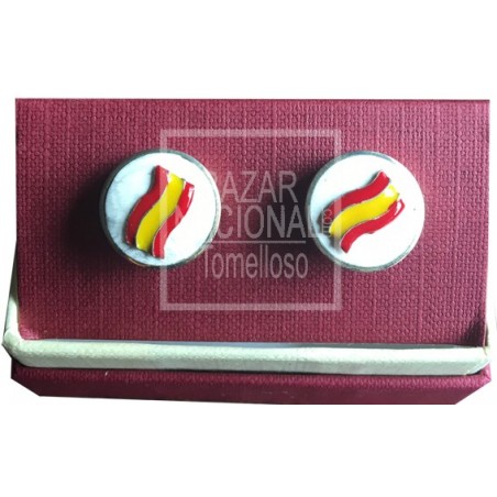 Gemelos Asta de Toro Bandera España Fondo Blanco